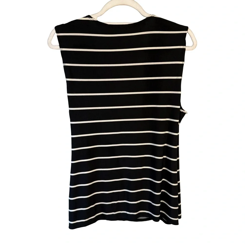 Retro Y2K Black and White Classic Striped Women's Top Size M Minimalist Casual - Picture 2 of 10